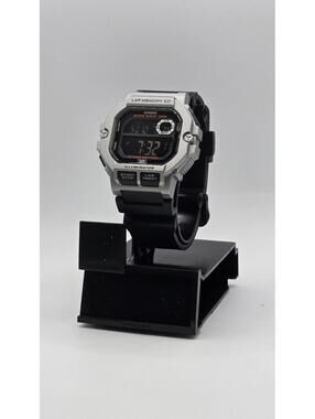 Casio Men’s Black and Silver Digital Sport Watch with Grey Dial WS1400H-1BV